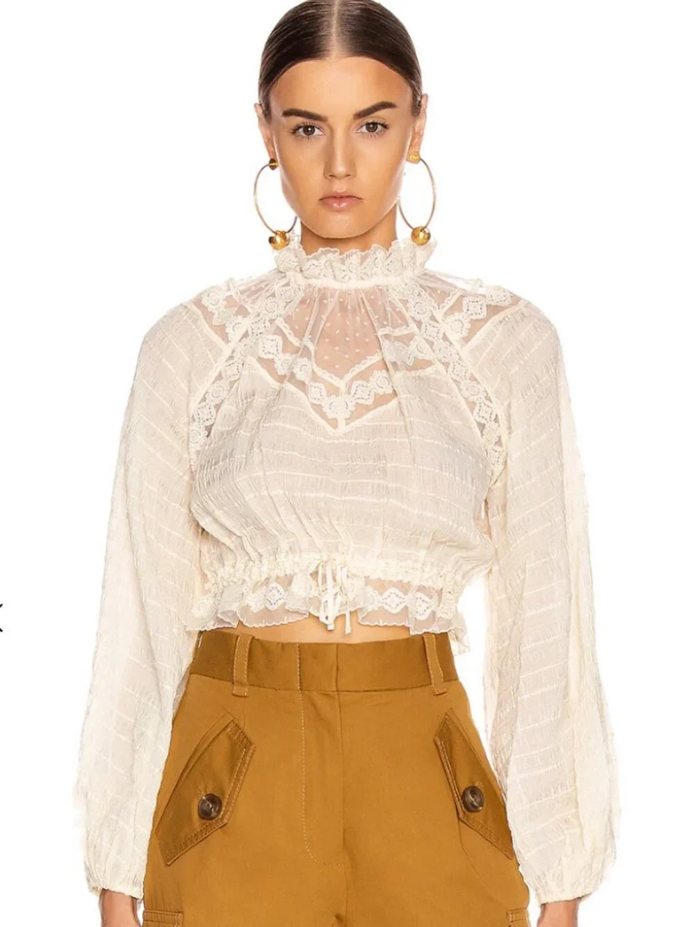 Zimmermann Sabotage sheer white lace blouse Victorian size 0/XS - Picture 1 of 2